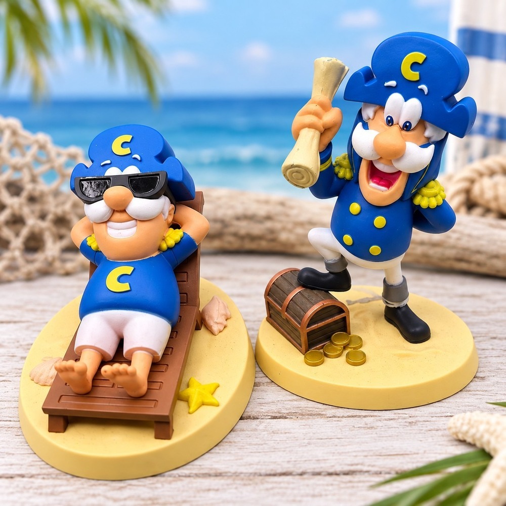 TITLECap'n Crunch Figurine Lot of 2 Quaker Cereal Mascot Beach Treasure...